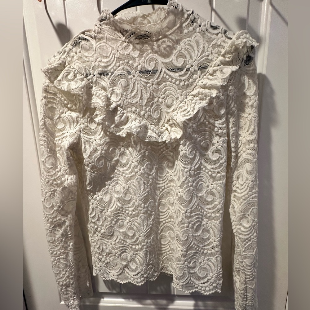 BKE Boutique White Lace Blouse
